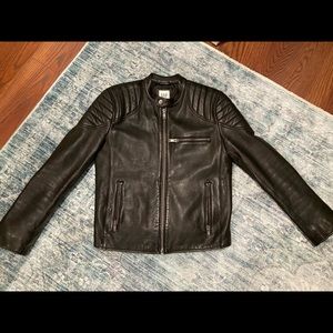 Mens cafe racer leather jacket